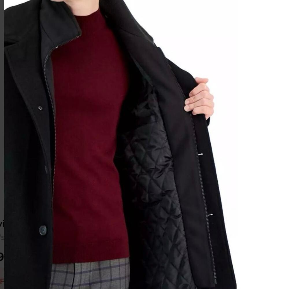 Calvin Klein Men's Classic Fit Black Wool Blend Over coat out of stock SzL NEW! - Picture 2 of 14